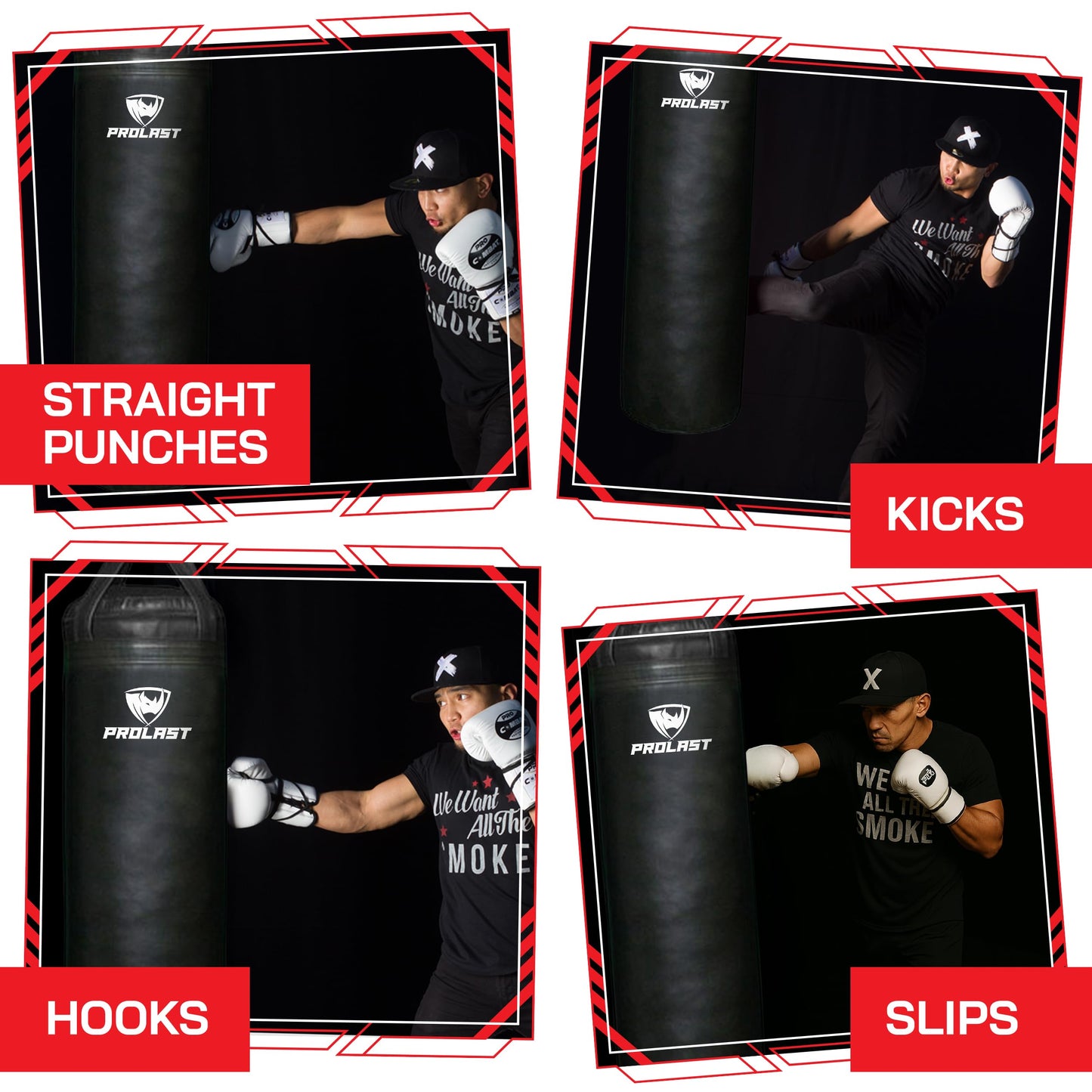 PROLAST 4 ft 80lb Heavy Boxing Punching Bag, Muay Thai, MMA, Strength Training Equipment, Hanging, Filled, Black