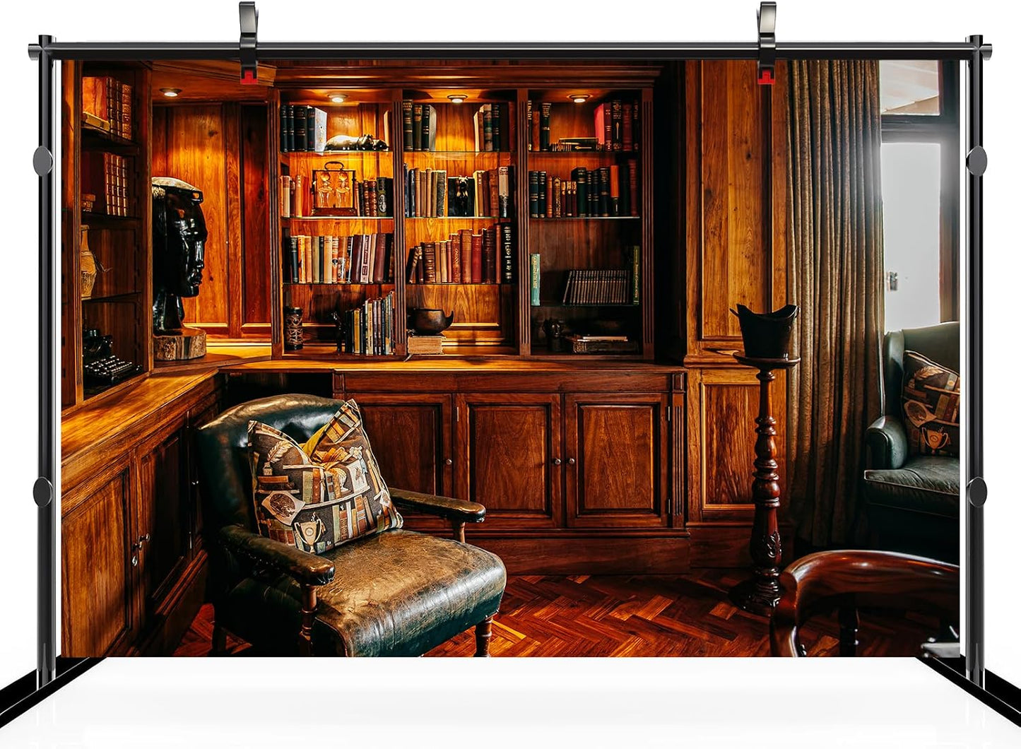 CHNYWORK 5ftx3ft Vintage Luxury Library Bookshelf Backdrop Antique Books Wooden Shelves Reading Room Interior