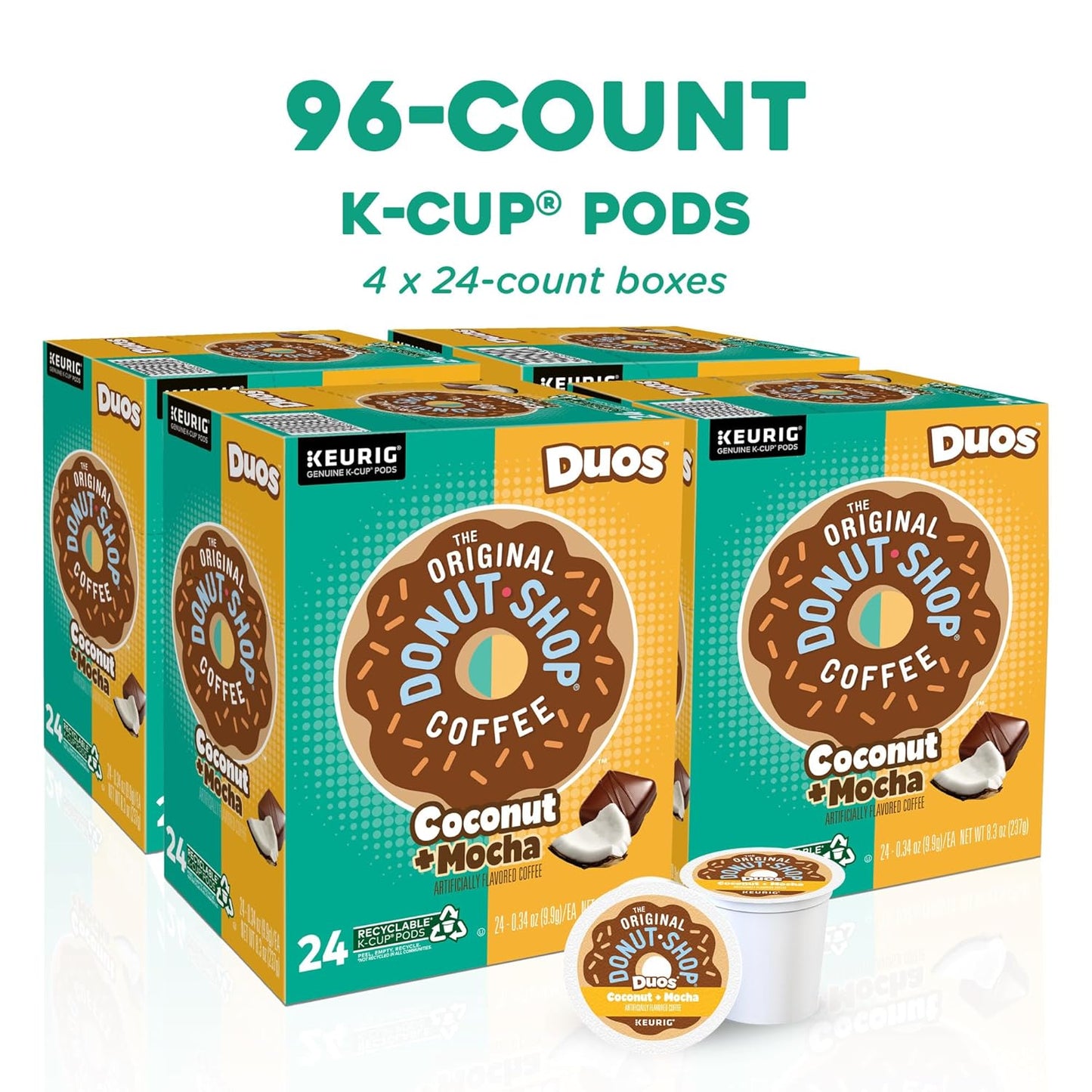 Original Donut Shop - Coconut & Mocha K-Cup Pods | Medium Roast Coffee, 96 Count
