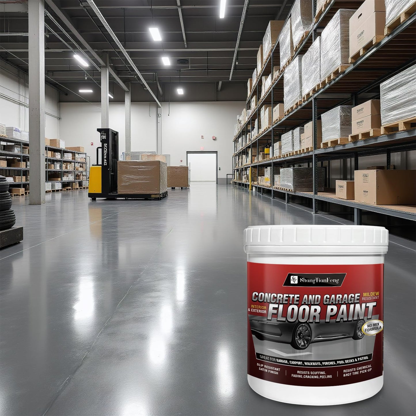 5 Gallon Professional Floor Paint Kit (Slate Dark Gray, 800-1000 sq.ft) - Acrylic Concrete Coating for Garages & Basements | Single Component Formula | Scratch Resistant & Low VOC | Ready-to-Use