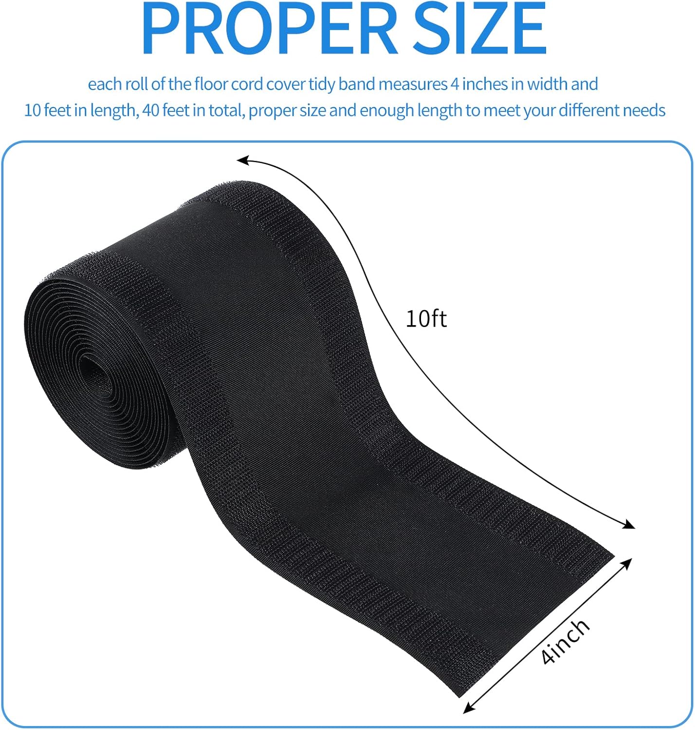 WILLBOND Commercial Carpet(Black,39.37 Carpet Cord Cover Cable Grip Floor Cover Cable Protector Management Only