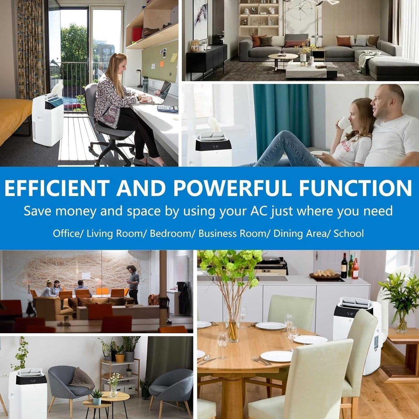 12,000 BTU Portable Air Conditioners, 4-in-1 AC Unit with Cool, Fan, Dehumidifier & Sleep Mode, Quiet Operation, 24H Timer & Remote Control for Bedroom, Living Room, Basement & Workshop