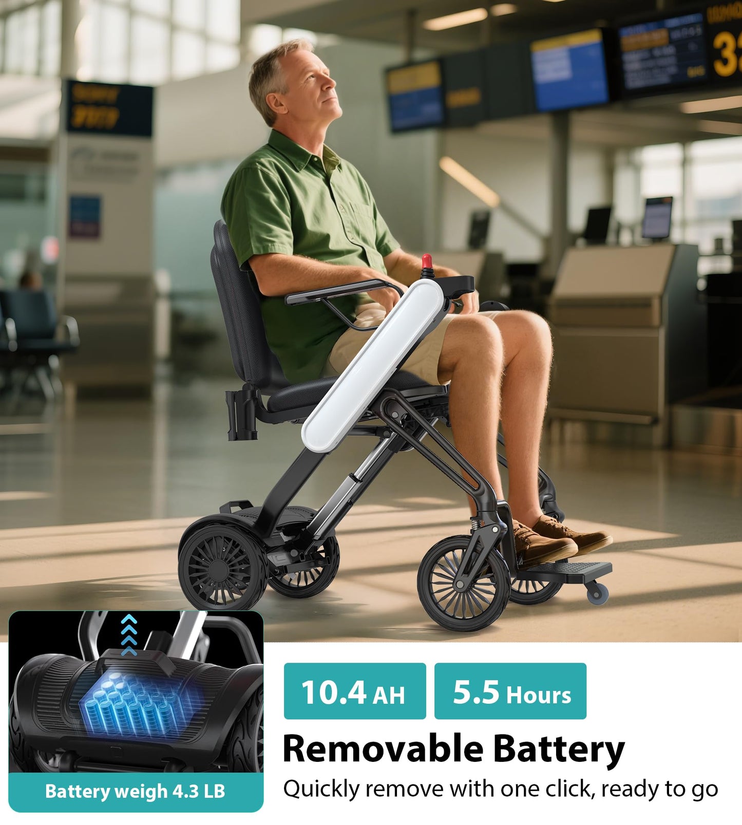 Goldseason Auto Folding Electric Wheelchairs for Adults - Smart APP Remote Control, 15 Miles Range Ultra Lightweight Motorized Wheelchair with Display Screen & Removable Battery, Airline Approved