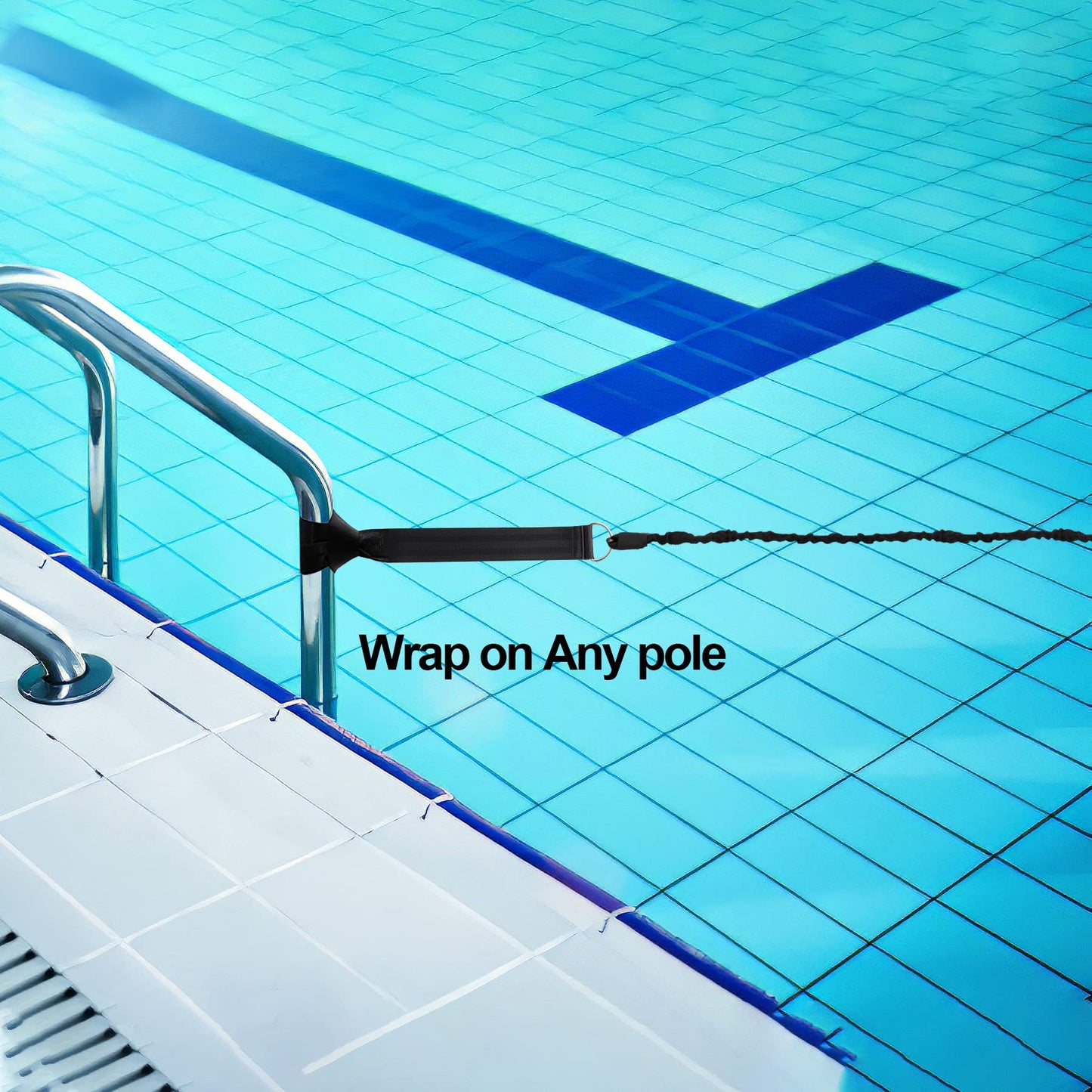 Hikeen Swimming Training Belt 4M Swimming Tether Swim in Place Harness Stationary Aquatic Resistance Belt