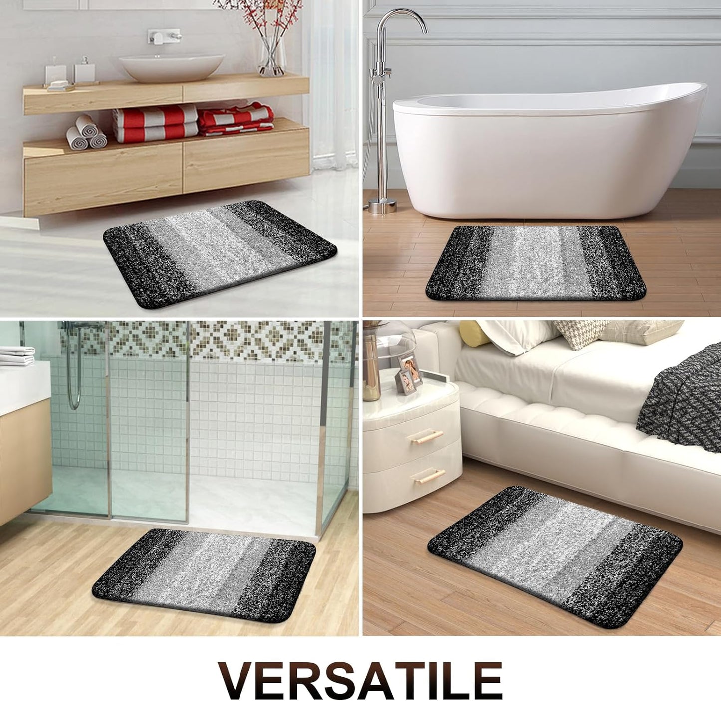 OLANLY Large Bathroom Rugs - Extra Soft Microfiber Mat 40x32 | Quick Dry & Machine Washable, Black