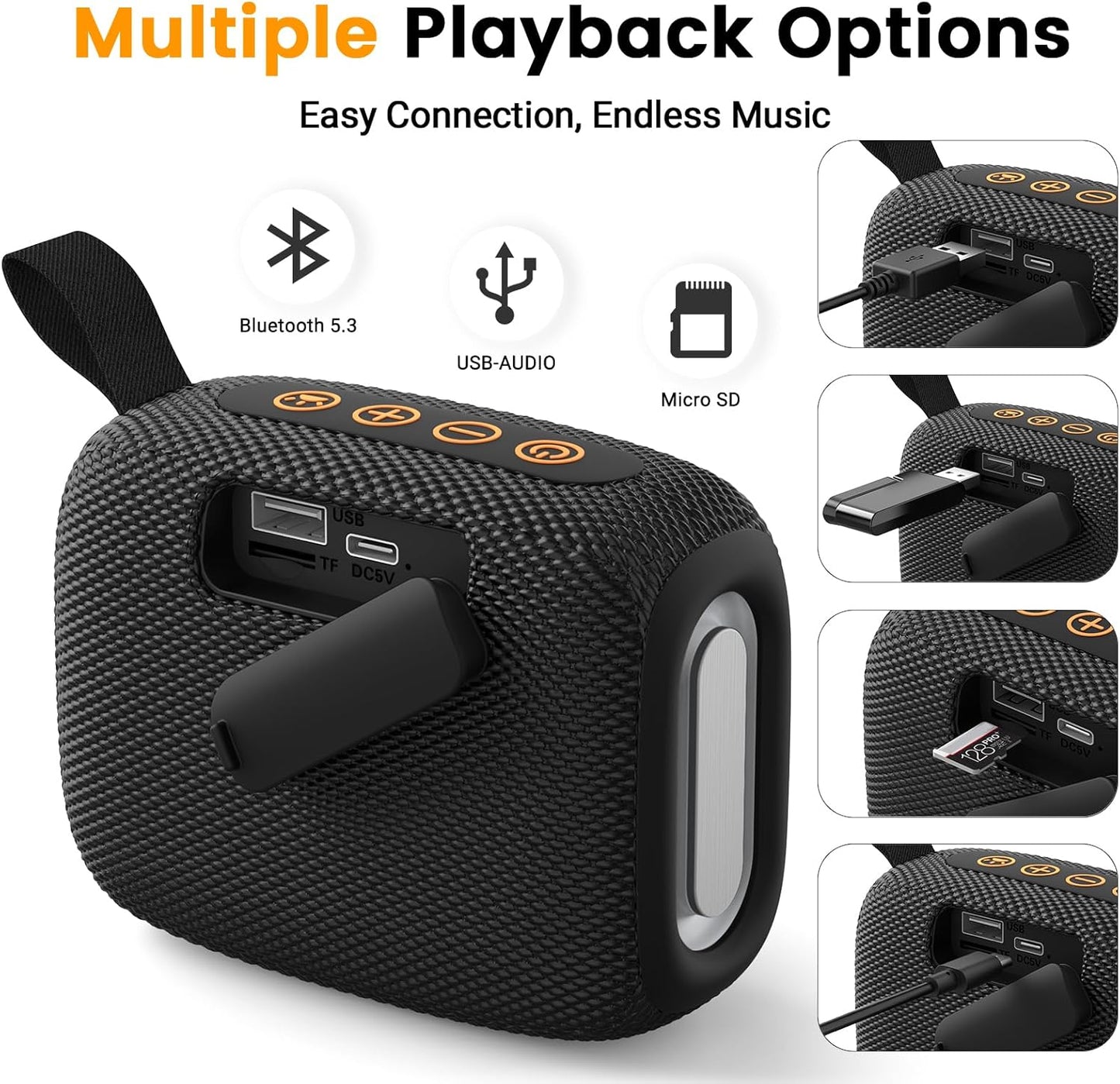bossdeng IPX5 BT5.3,Wireless Portable Waterproof Bluetooth Speaker for Outdoor,HD Sound All-Day Playtime, Speakers