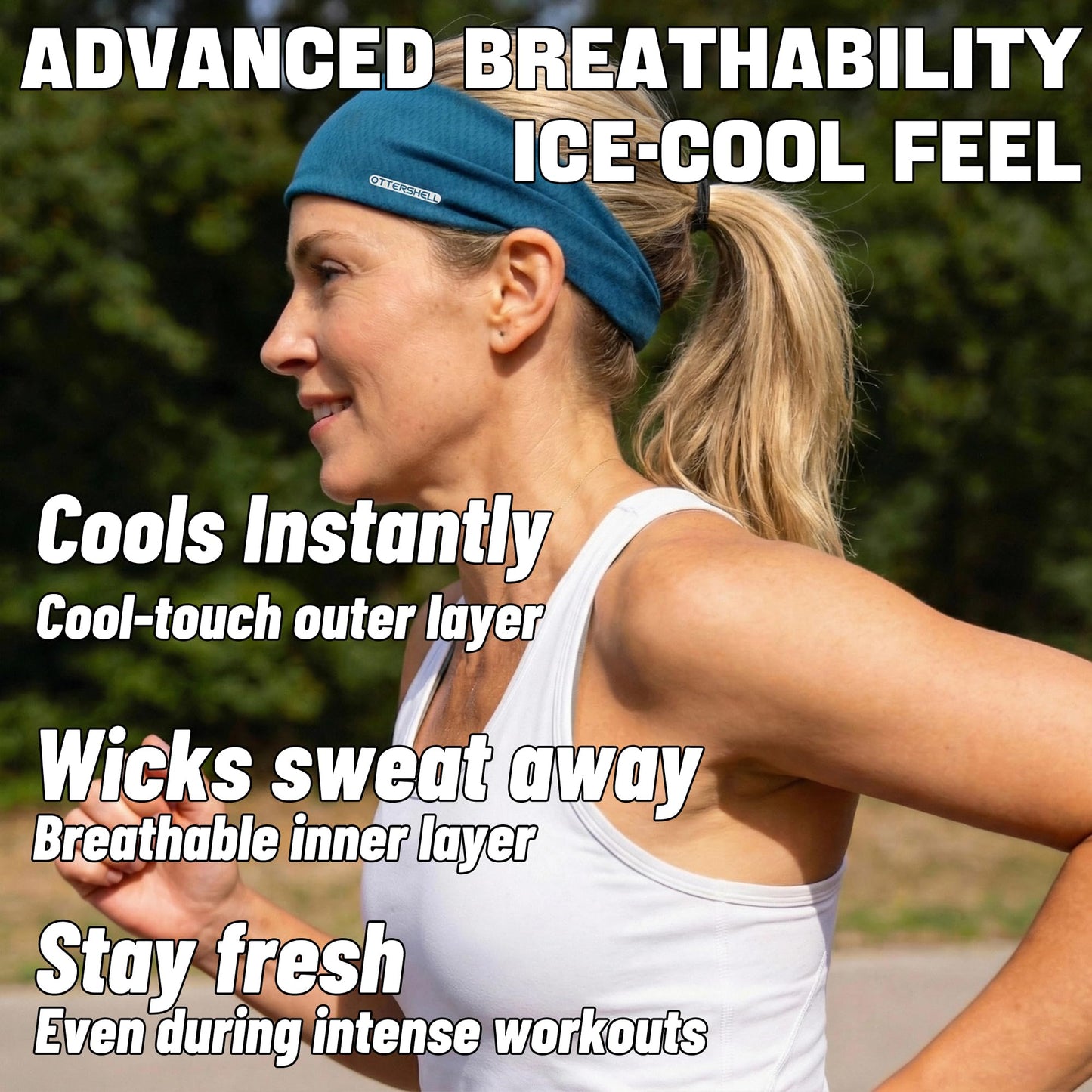 OTTERSHELL Anti-Slip & Ultra-Light Wide Headband for Sports, Yoga, Running, Gym, Spa, Makeup & Daily Use (L86 - Black, One Size)