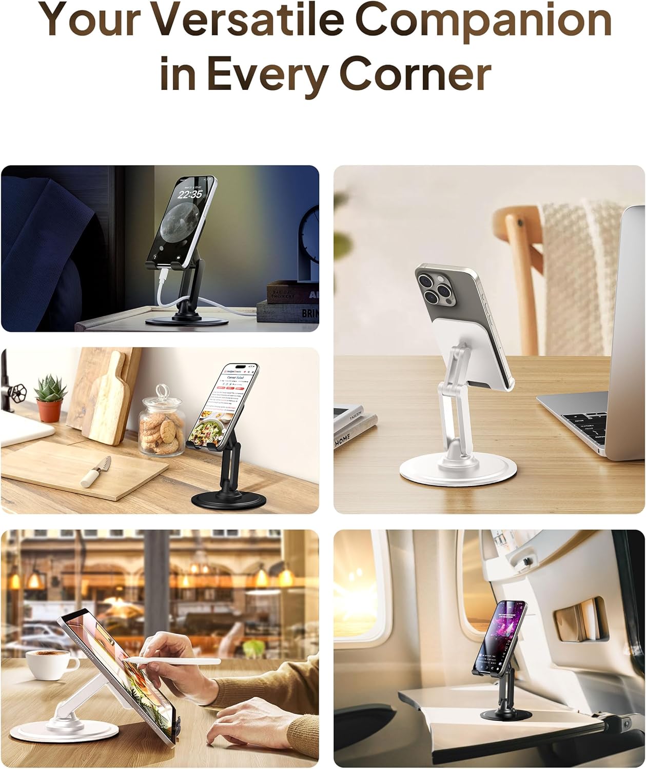 COOPER 360 Pack], 2-Pack) Stand, [Gift Family Rotating Cell Phone Stand for Desk, Cell Phone Holder for Desk, iPhone