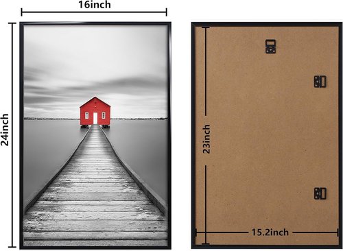 ELSKER&HOME 16x24 Black Poster Frame - Sturdy, Scratch-Proof Design for Horizontal or Vertical Mounting | 3 Pack