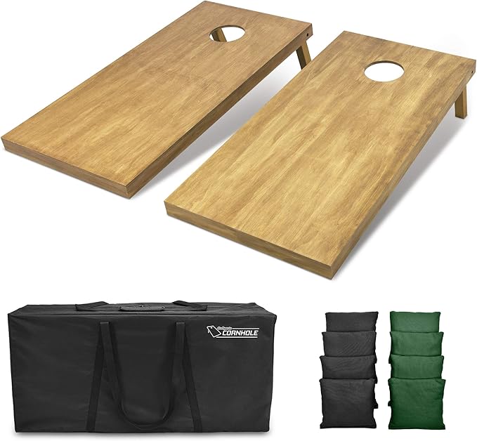 GoSports 4 ft x 2 ft Regulation Size Wooden Cornhole Boards Set - Includes Carrying Case - Full Regulation Size Bean Bag Toss Boards