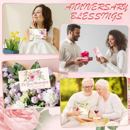 Motiskyy 50 Pack Christian Anniversary Cards with Envelopes and Stickers Religious Anniversary Faith Based Blessings Greeting Cards Bulk for Couples Churches Wife Wedding Celebrating Moments