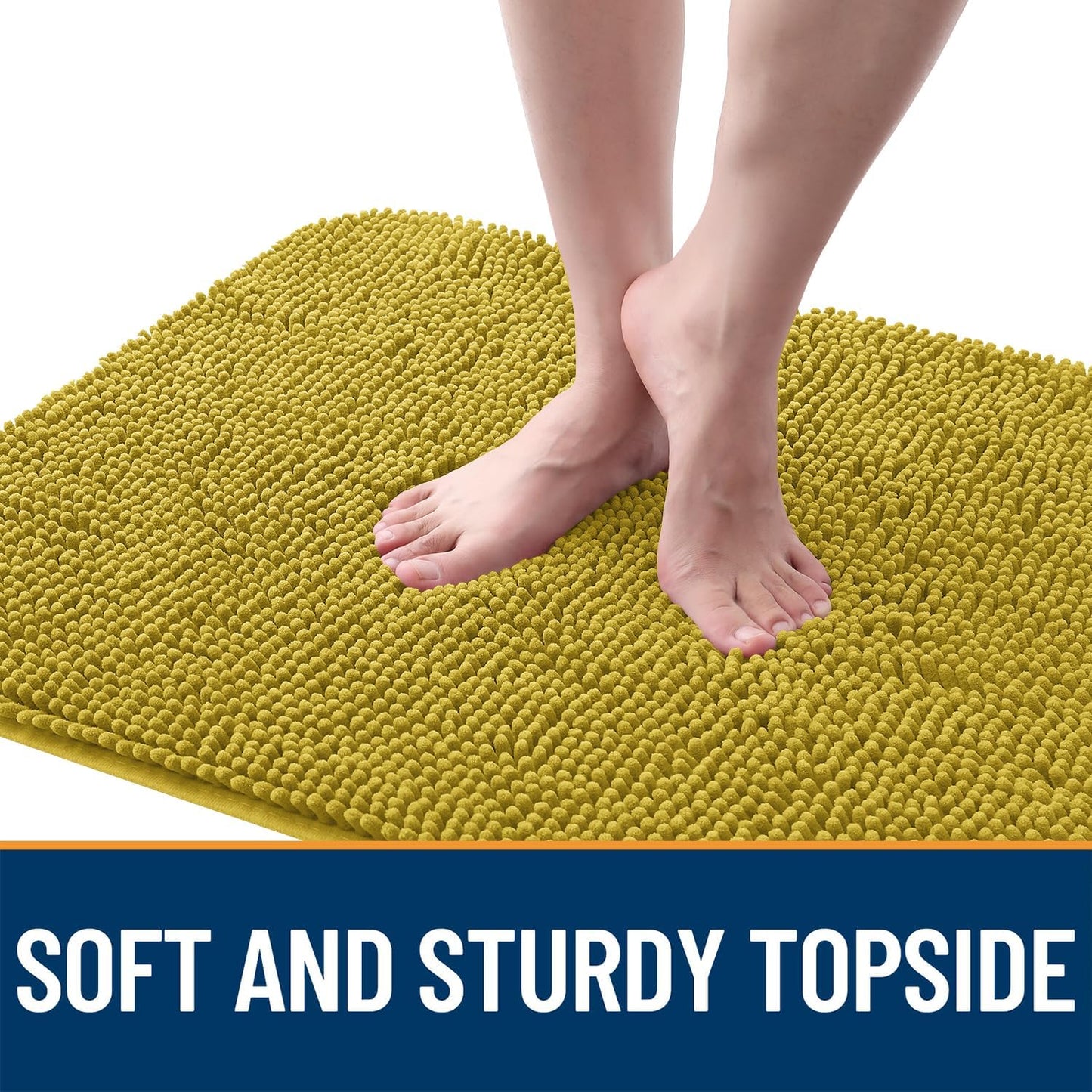 OLANLY Dog Door Mat - Absorbent Non-Slip Washable Doormat for Muddy Paws | 30x20 Mustard Yellow