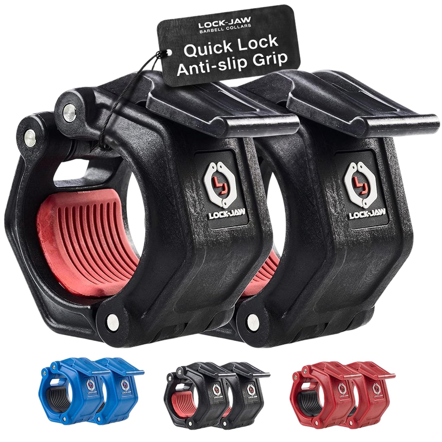Lock-Jaw OLY 2 Barbell Collars Olympic Barbell Clamps 2 Pcs – Heavy Duty Bar Clamps for 2” & 50mm Olympic Bars – Secure Weight Bar Clamps for Strength Training & Home Gym Accessories – Black