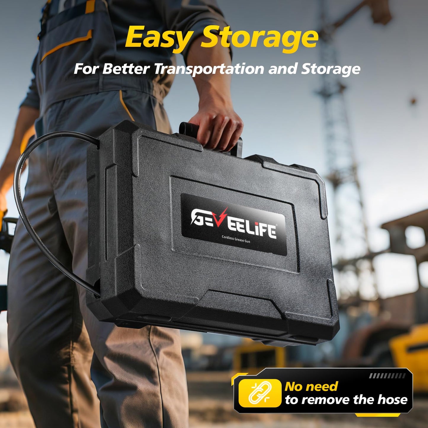 GEVEELIFE Electric Grease Gun - Equipped with 2×2000mAh Batteries, Fast Charger & 90° Swivel Coupler, 10,000 PSI - Works with Bulk & Cartridge Grease for Farm, Truck, Construction