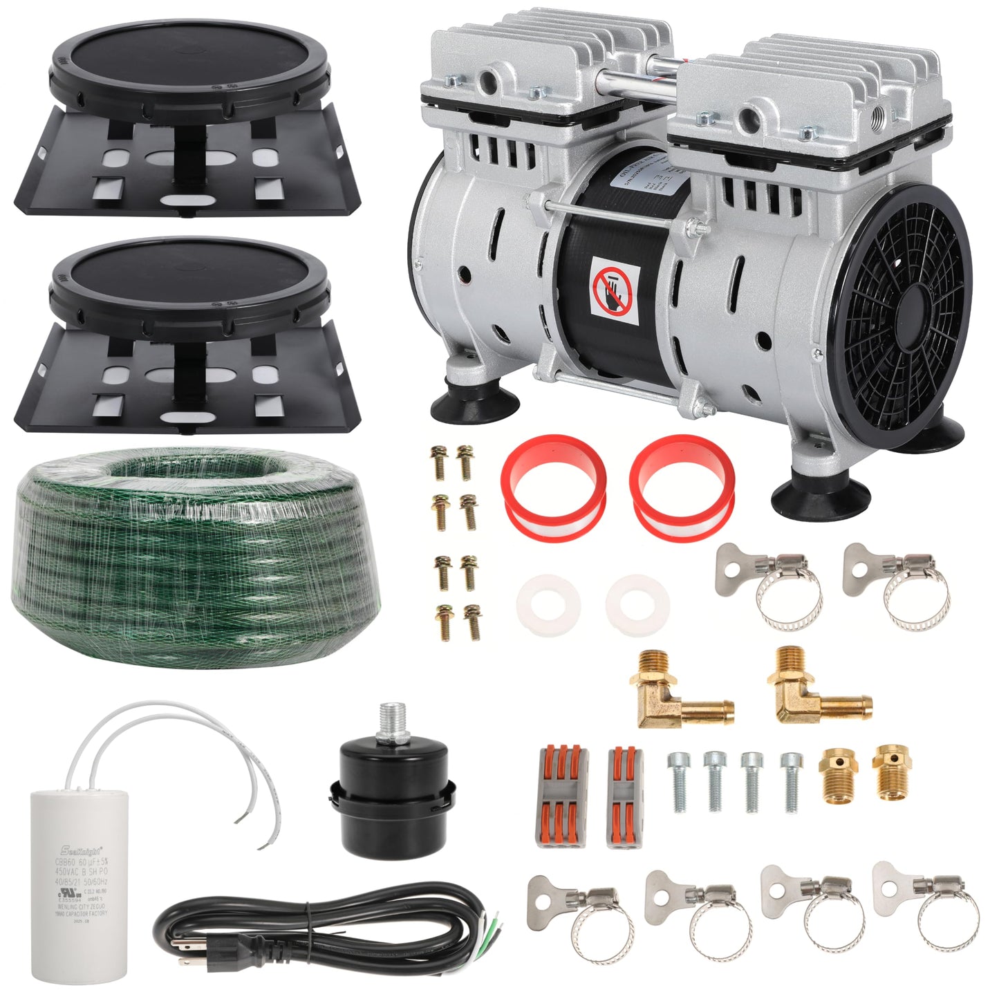 Pond Aerator Pump Lake Aerartion System 5.76 CFM for Up to 3 Acre with 2 Diffusers 3/4 HP Compressor 100' Weighted Tubing for Outdoor Ponds Deep Water Oxygen Circulation