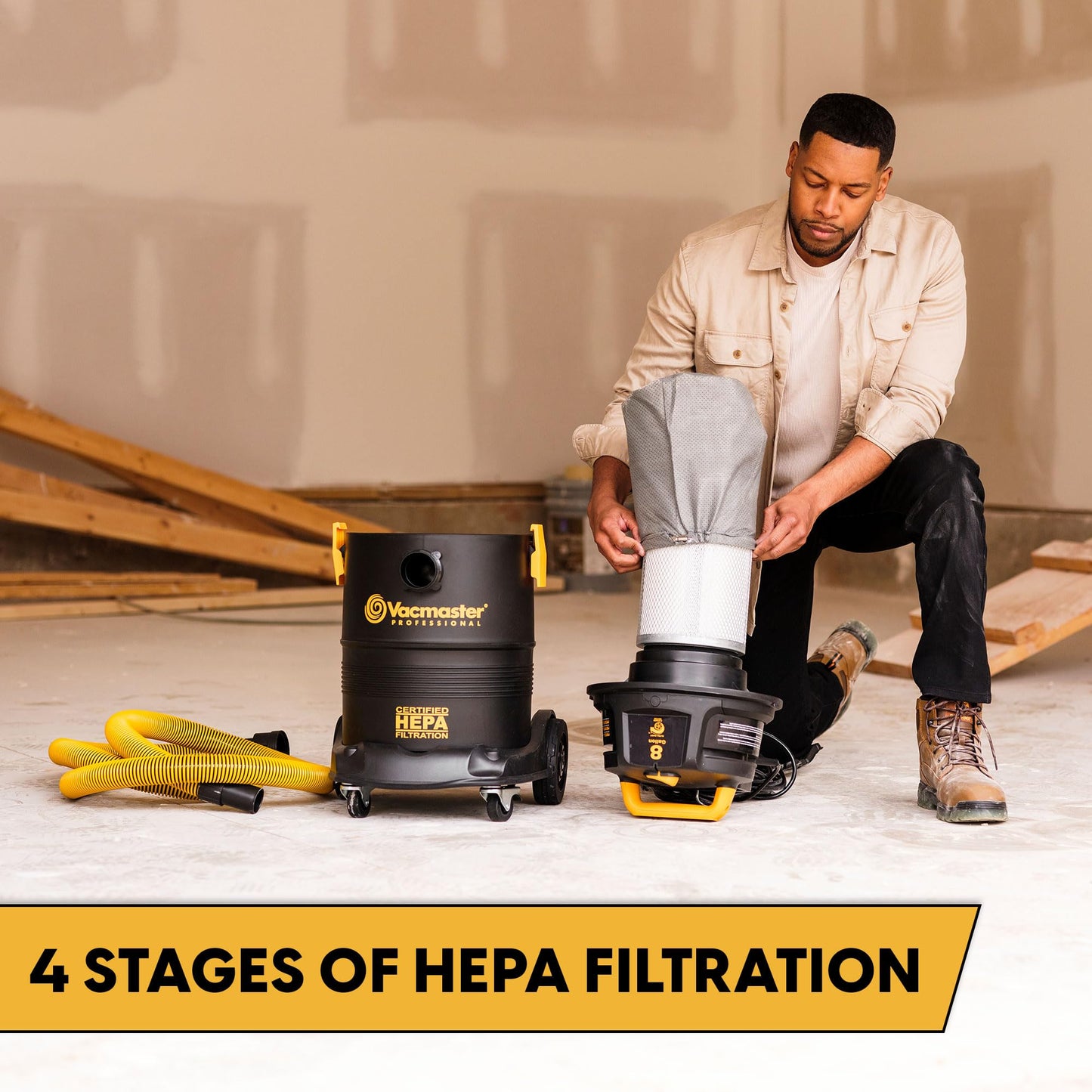Vacmaster Pro 8 gallon Certified Hepa Filtration Wet/Dry Vac,Black
