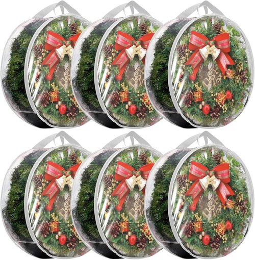 6 Pack Wreath Storage Container - 30" Wreath Storage Bag with Sturdy Handles for Comforters & Bedding
