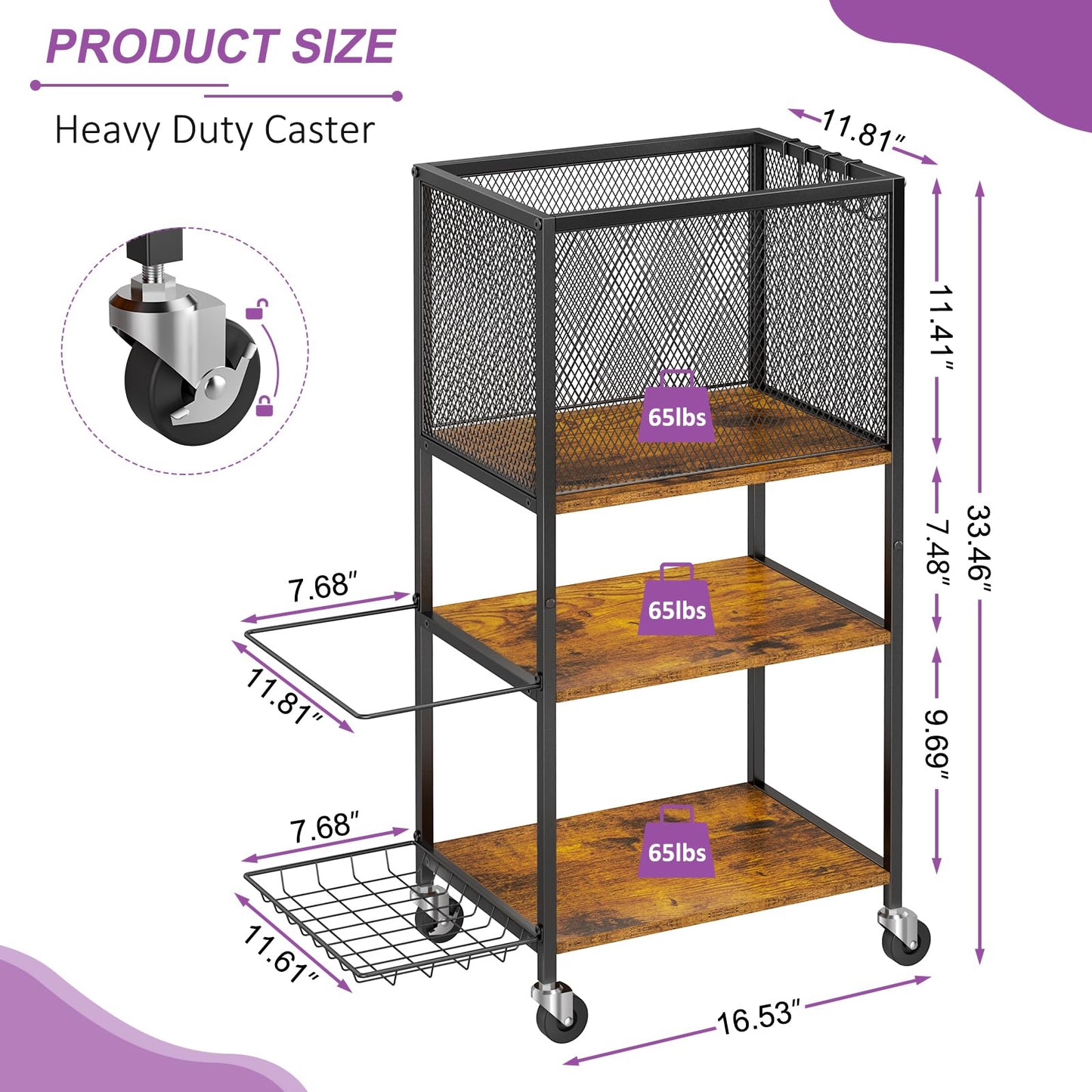 3 Tier Dumbbell Rack, Yoga Mat Storage Holder, Home Gym Storage Rack, Workout Equipment Storage Organizer, Weight Storage Holder Rack with Hooks and Wheels