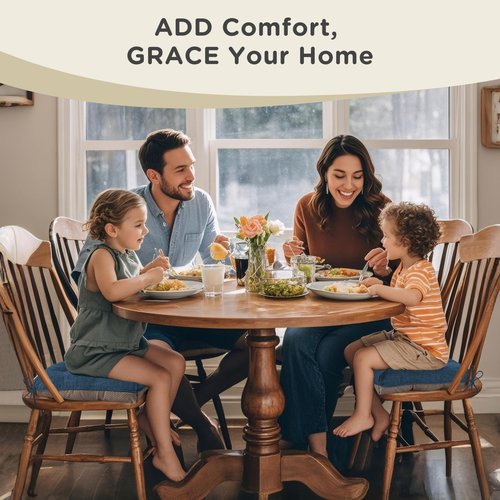 AddGrace Chair Cushions for Dining Chairs Set of 4 Kitchen Seat Cushions with Ties and Non Slip Backing Tufted Indoor Seat Pad for Kitchen Dining Room 18" x 17" x 3" Navy