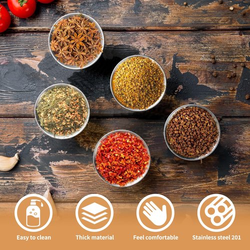 Ayearparty 100 Pcs 2.5oz Metal Ramekins Stainless Steel Reusable Sauce Dipping Bowls Bulk Small Sauce Container Round Condiment Cups for Dish Butter Ketchup Kitchen Restaurant Serving BBQ Party Dinner