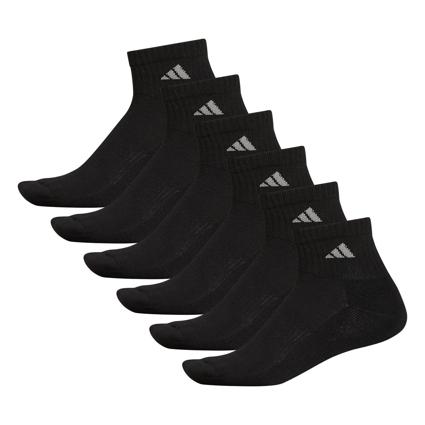 adidas Mens Athletic Cushioned Quarter Ankle Socks (6 Pairs) Durable & Comfortable