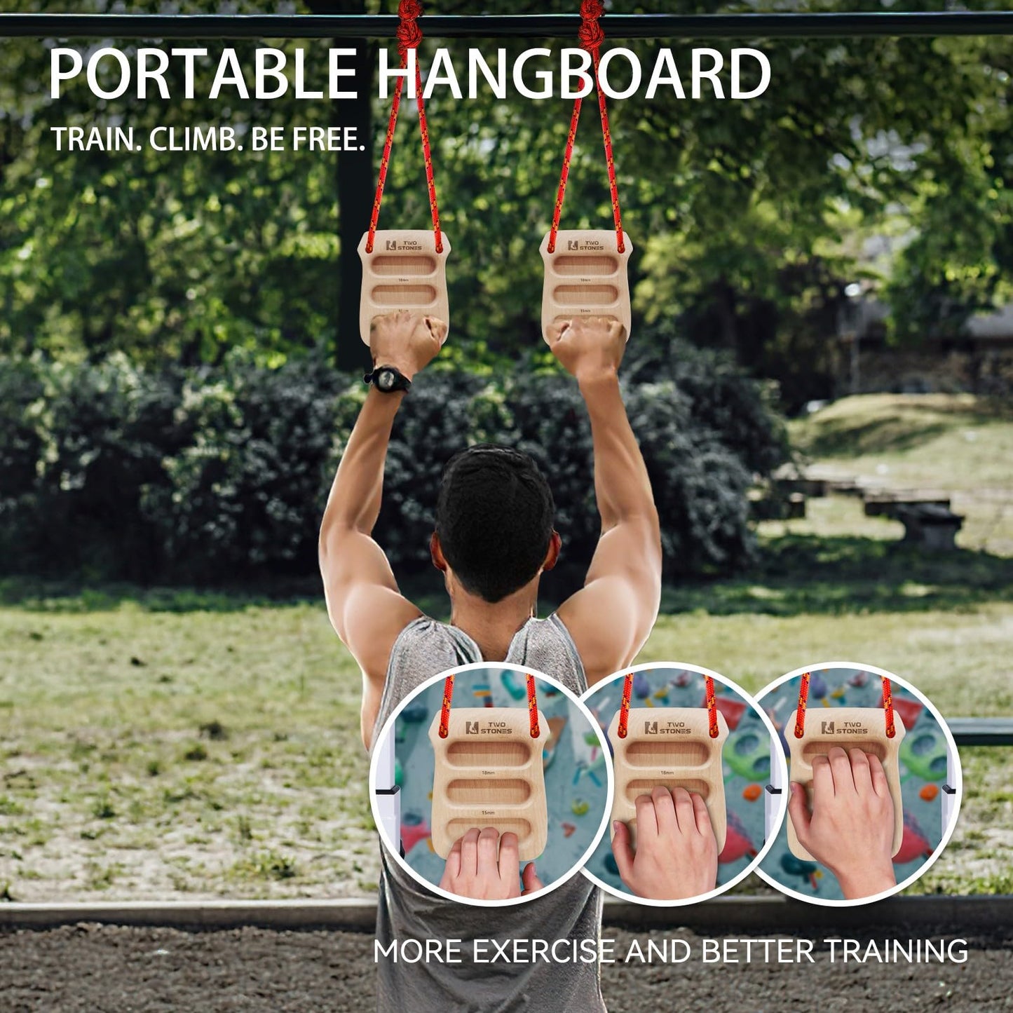 TWO STONES Portable Hangrboard Rock Climbing | Lightweight Climbing Hangboard as Climbing Training Board for Rock Climbers as Gift