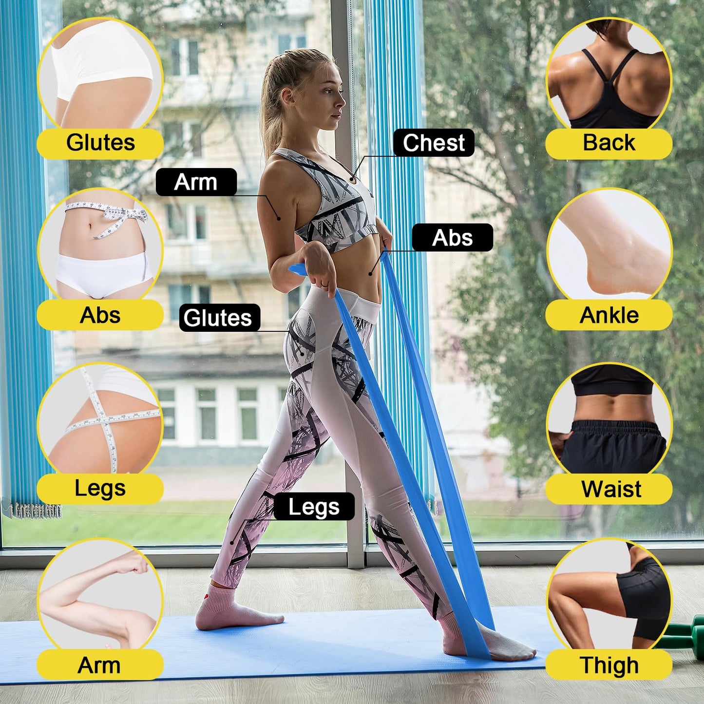 Resistance Exercise Band Kit,4 Pack 1.5M Resistance Bands for Women or Men,Physiotherapy Recovery Fitness Band for Mobility Strength & Rehab Premium Quality