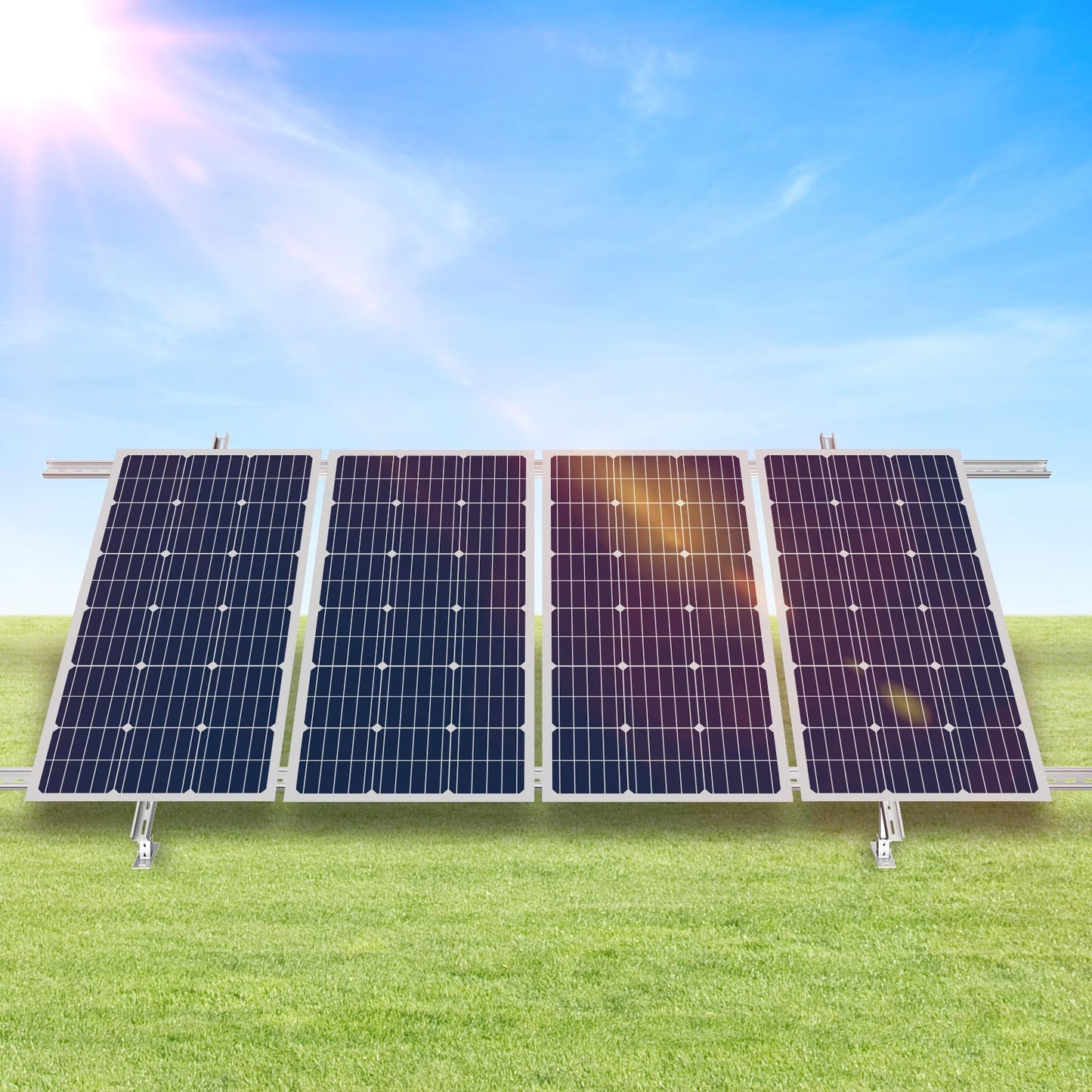 VEVOR 2-Set Solar Panel Mounting Brackets, 30°-60° Adjustable Multi-Piece Brackets for 4-8pcs Panels, Carbon Steel Ground Mount Stand for Farms, RVs, Boats, Off-Grid