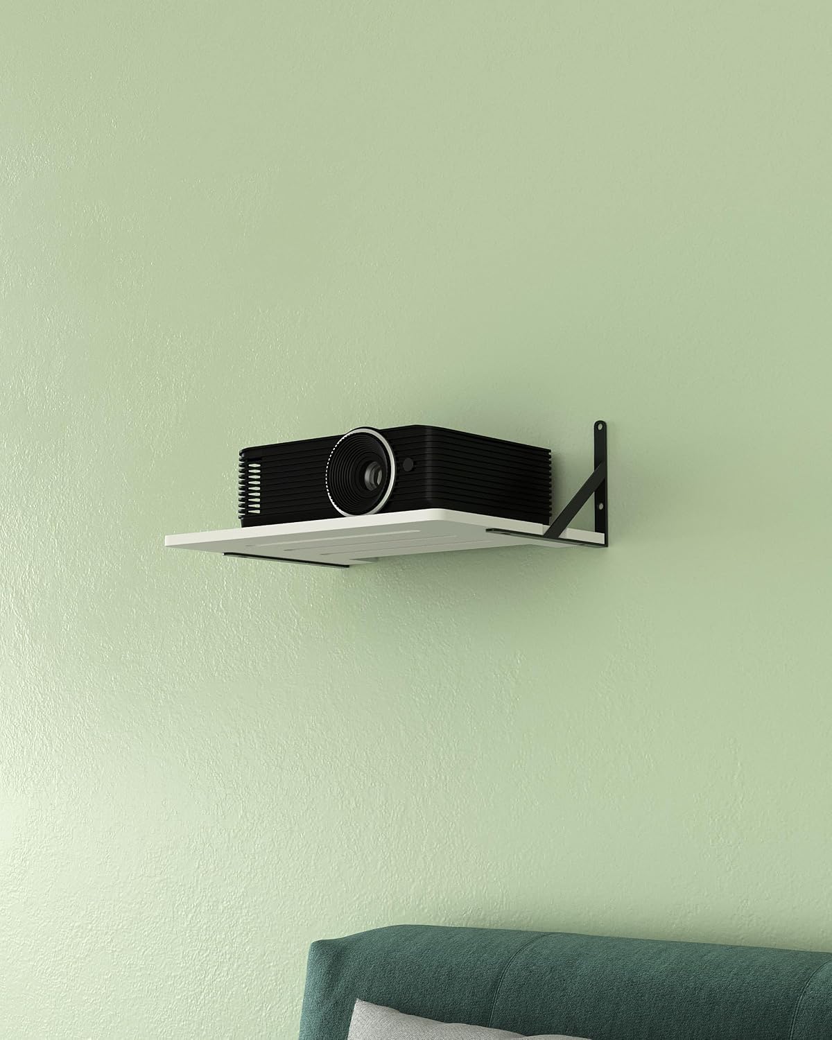 AREAJD Black White Small Mini Projector Shelf for Wall, Cable Box / Router Shelf,Floating Projector Mount, Holder Stand