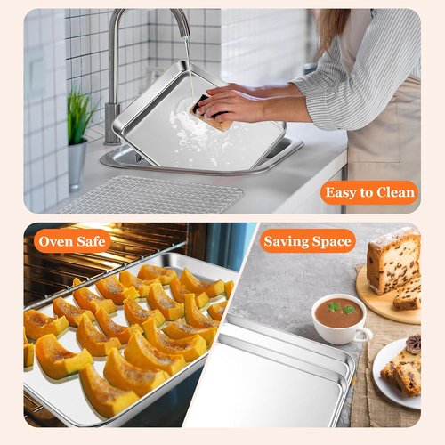 Leonyo Jelly Roll Pan Set - Nonstick Baking Sheet with Cooling Rack | 16 x 12 Inch (2 Trays + 2 Racks)