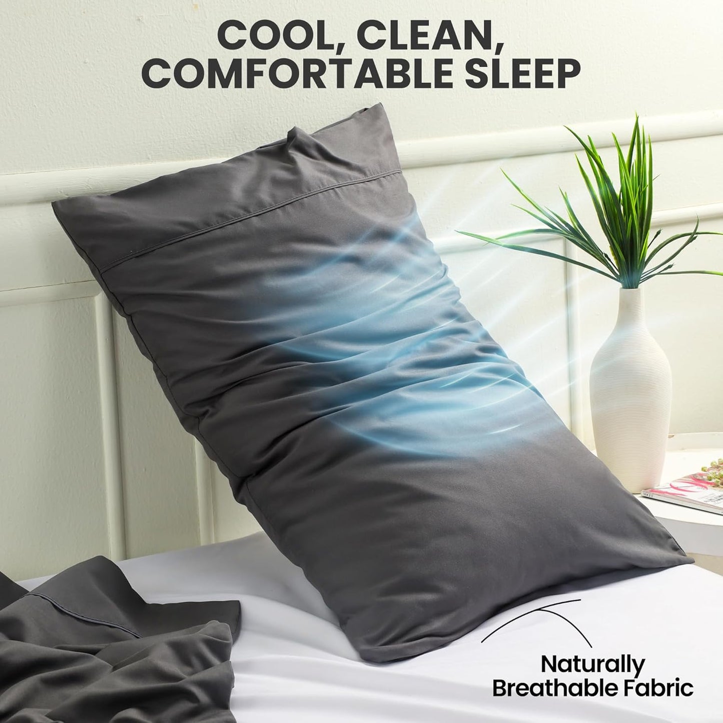 Utopia Bedding Pillow Cases - Soft Brushed Microfiber | Oeko-TEX Certified, 2-Pack, Queen Size, 20x30 Inches (Grey)