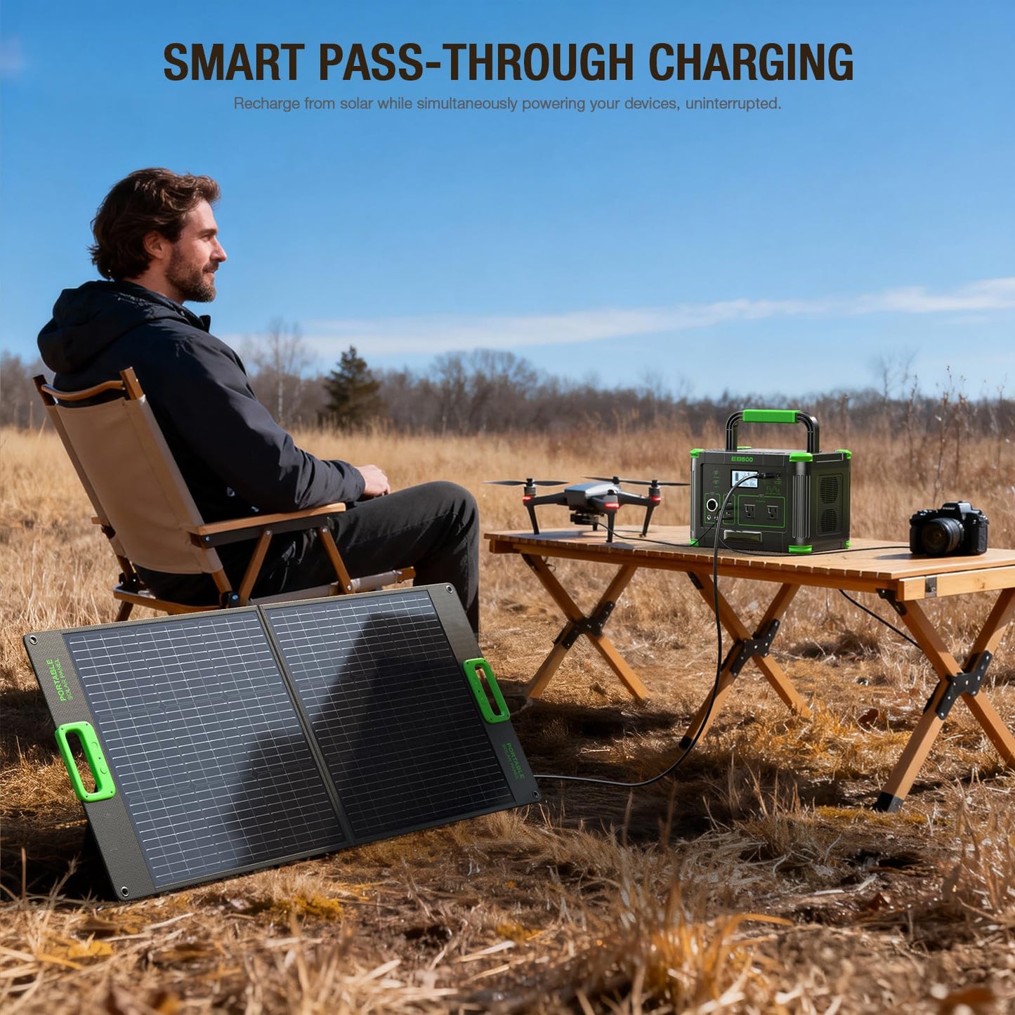 500W Portable Power Station, 519.48Wh Outdoor Solar Generator Backup Battery Pack with 2 AC Outlets, 500W (Peak 1000W) 10-Port Powerhouse for RV/Van Camping Fishing Climbing Road Home Emergency