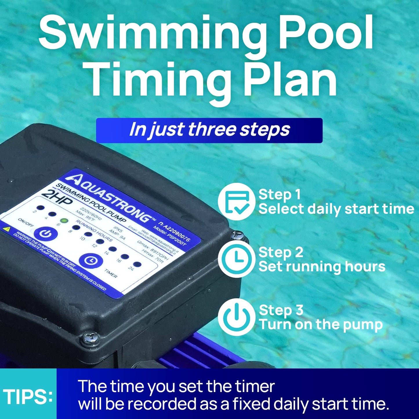 Aquastrong In/Above Ground Pool Pump High Flow Self Primming Swimming Pool Pump,Satin Black