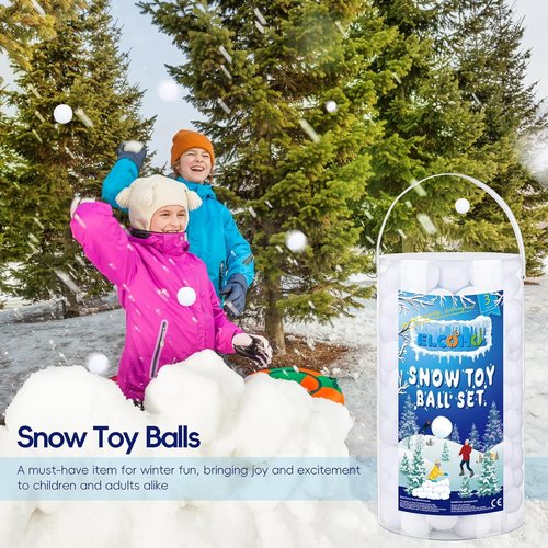 Elcoho 200-Piece 2-Inch Artificial Snow Toy Ball Set - Realistic Plush Toss Balls for Kids | Winter Fun & Decor