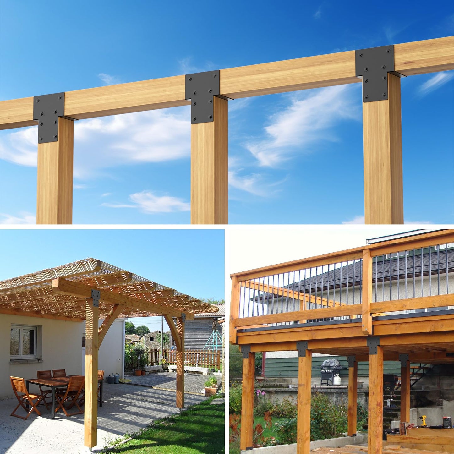 6"x 6" Post Cap Tie Rod Brackets,TROPTOLKY Heavy Duty Wood Beam Tie Rod Brackets, for Supporting Outdoor Pergolas, Gazebos, Decks and Porches,2 Pcs