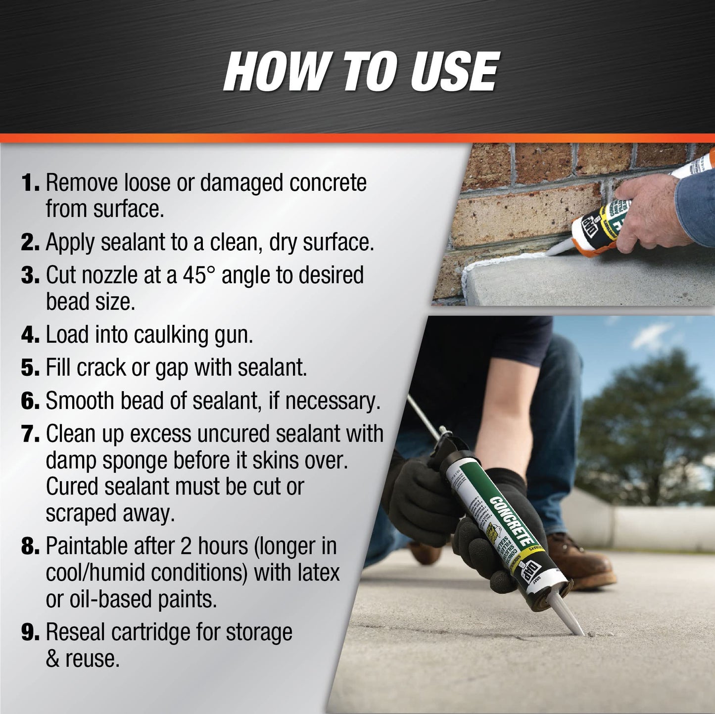 DAP Concrete and Mortar Filler and Sealant, Gray, 10.1 Oz (7079818096)