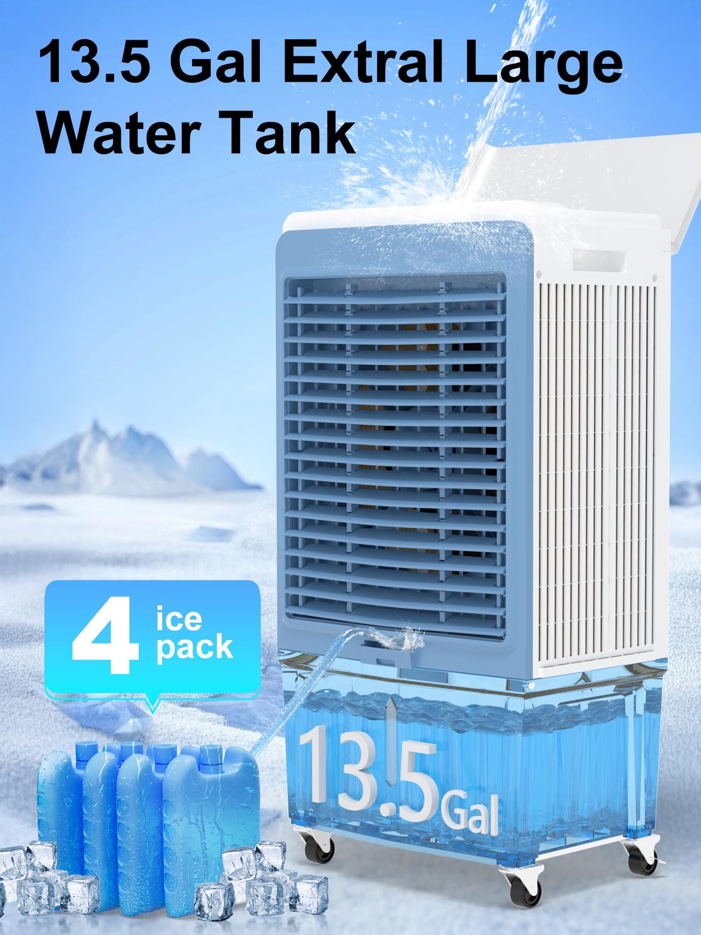 Uthfy 6000 CFM Swamp Cooler Air Conditioner, Outdoor Evaporative Air Cooler with 13.5 Gal Water Tank, Remote, 120° Oscillation, 12H Timer, 47" Portable AC with Copper Motor for Patio, Garage