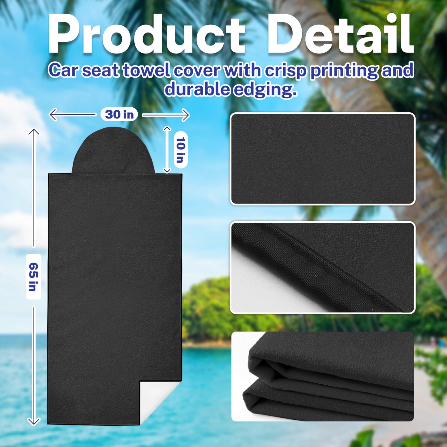 Car Seat Towel Cover After Gym, Car Seat Cover Towel – Sweatproof, Washable, Non-Slip Cover for Cars, SUVs (2 Pack, Black)