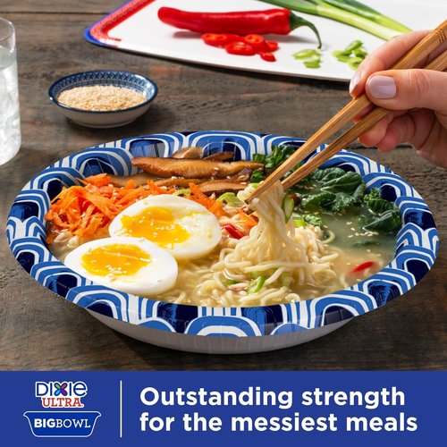 Dixie Ultra Extra Large Paper Bowls - 34 oz, Compostable & Microwave Safe | Perfect for Heavy Meals & Soups