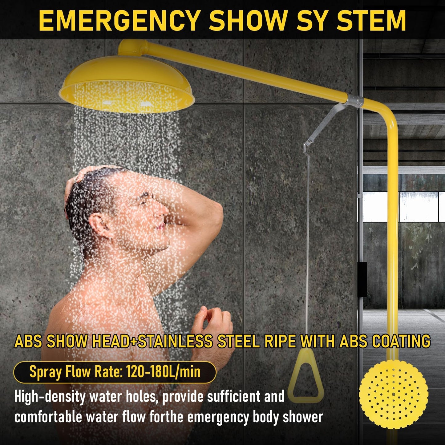 lukar Emergency Shower Eye Wash Station, Combination Eye Wash Station with Shower, 92.12" 304 Stainless Steel Emergency Eye Wash, Industrial & Commercial Grade with Emergency Sign, NPT Thread