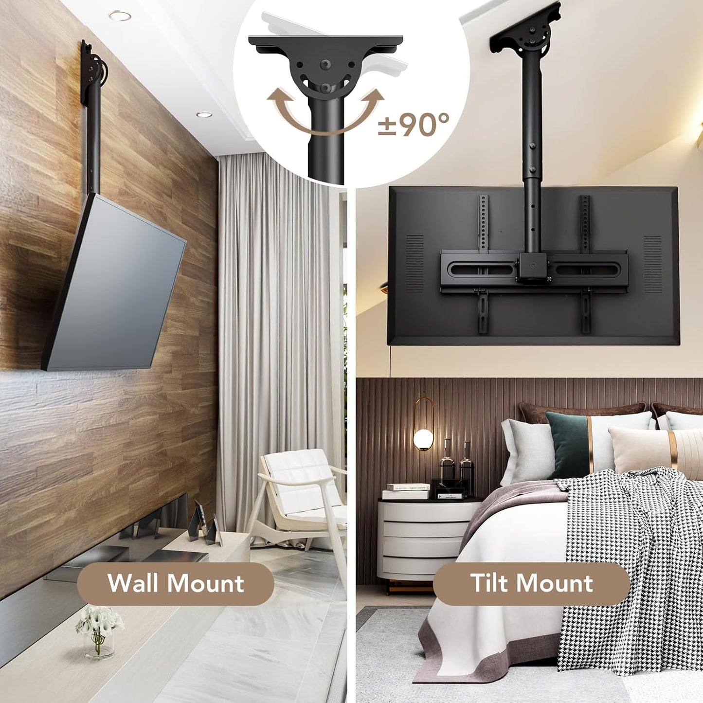 AX WABER 26-65 inch 4K 110lbs,Hanging 400x400mm (AX11TB01), Ceiling TV Mount Adjustable Bracket for LCD LED OLED TVs
