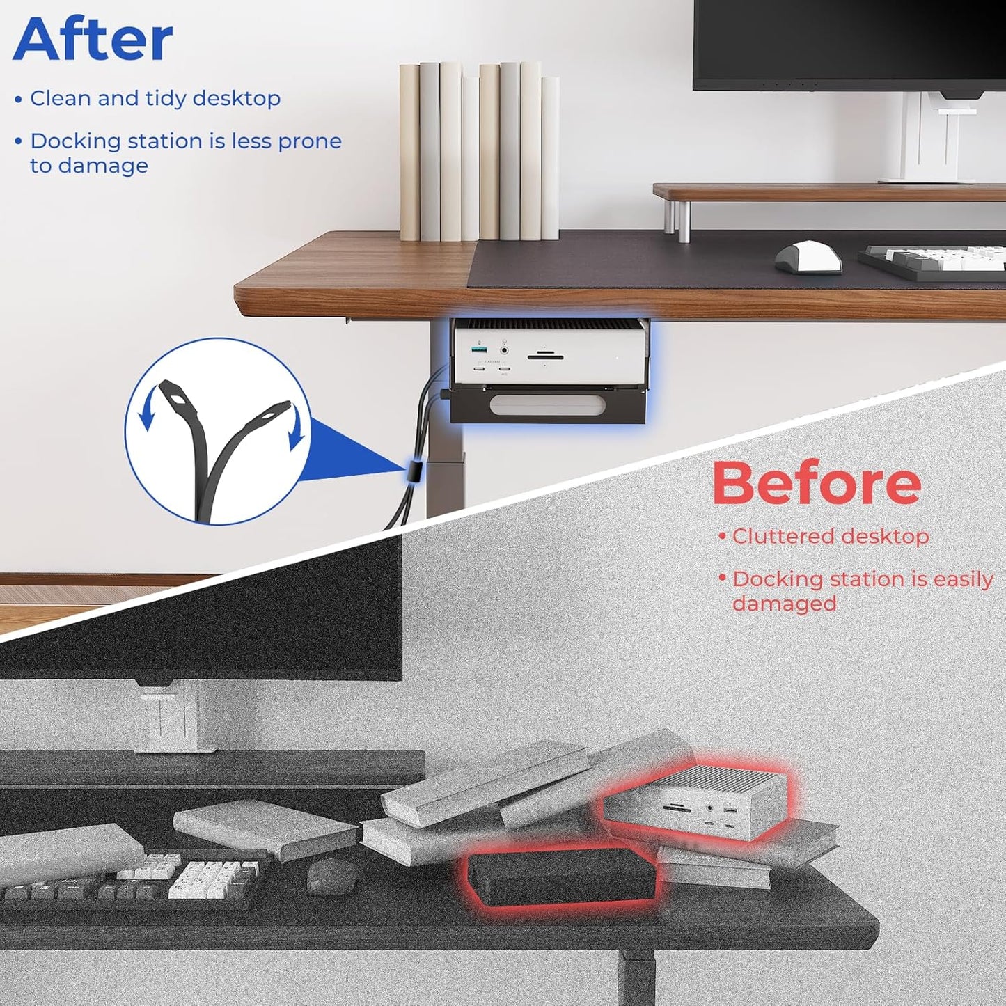 Bedycoon TS4/ TS3 TS5 4/3/5 Metal Under Desk Mount Compatible with CalDigit Plus/ Dock+ Power Bricks Adjustable Under