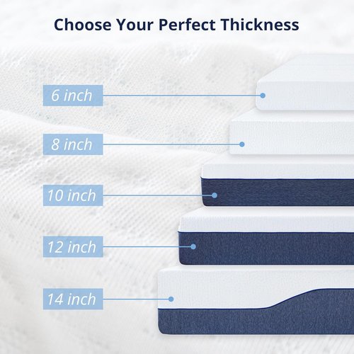 EGOHOME 14-Inch Queen Mattress - Gel Memory Foam, Charcoal Infused, CertiPUR-US Certified | Machine Washable Cover, Medium