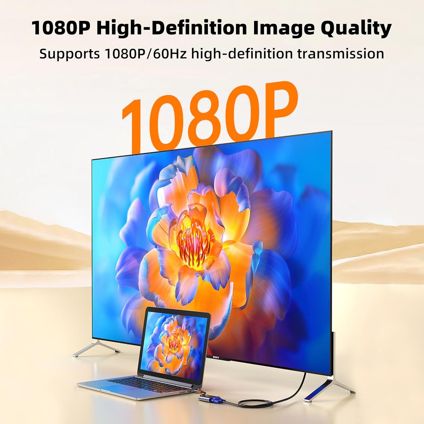 biaze AG6202 1080P Chip HDMI to VGA Adapter, Video Converter for Laptop PC TV Monitor Projector, Gold Plated Connector
