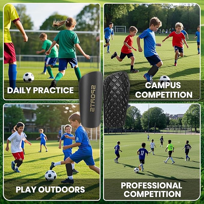 Shin Guards Soccer Kids 2025 Version High-Density Foam Soccer Shin Guard with Sleeves Shin Protective Pads for Kids Daily Practice School Competitions Outdoor Play