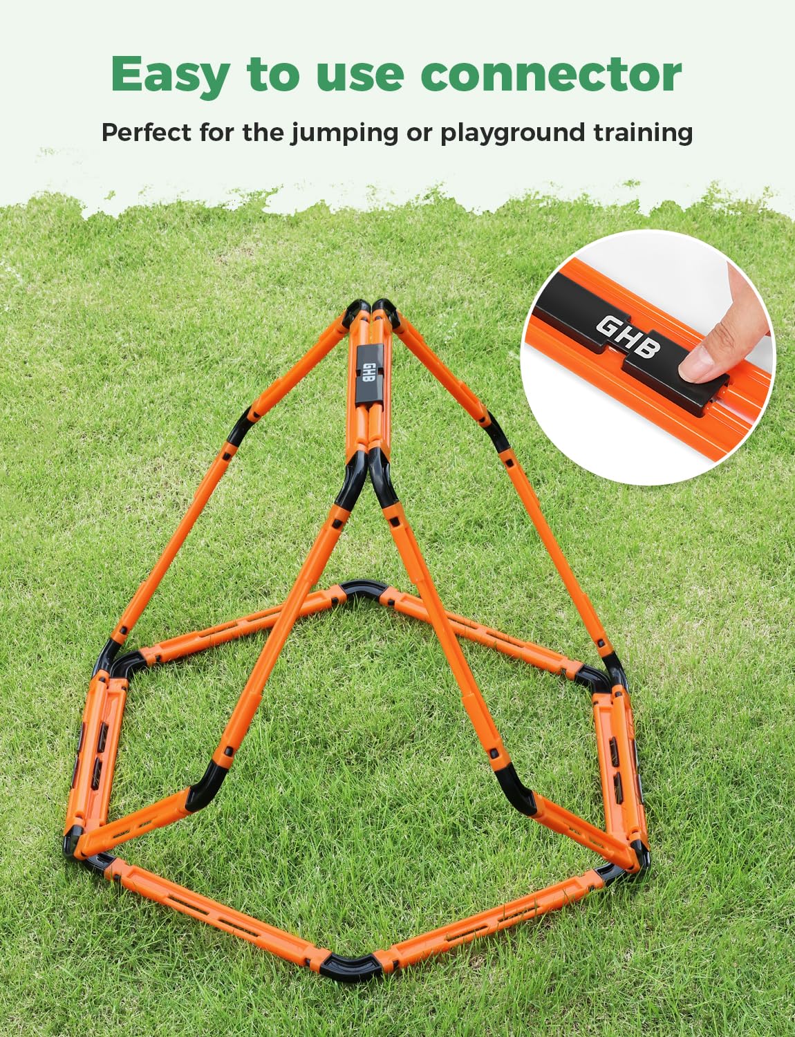 GHB Hex Agility Rings Speed Rings with Carrying Bag 6 Set Portable Hexagon Rings, Agility Ladder for Agility Footwork Training (Orange)