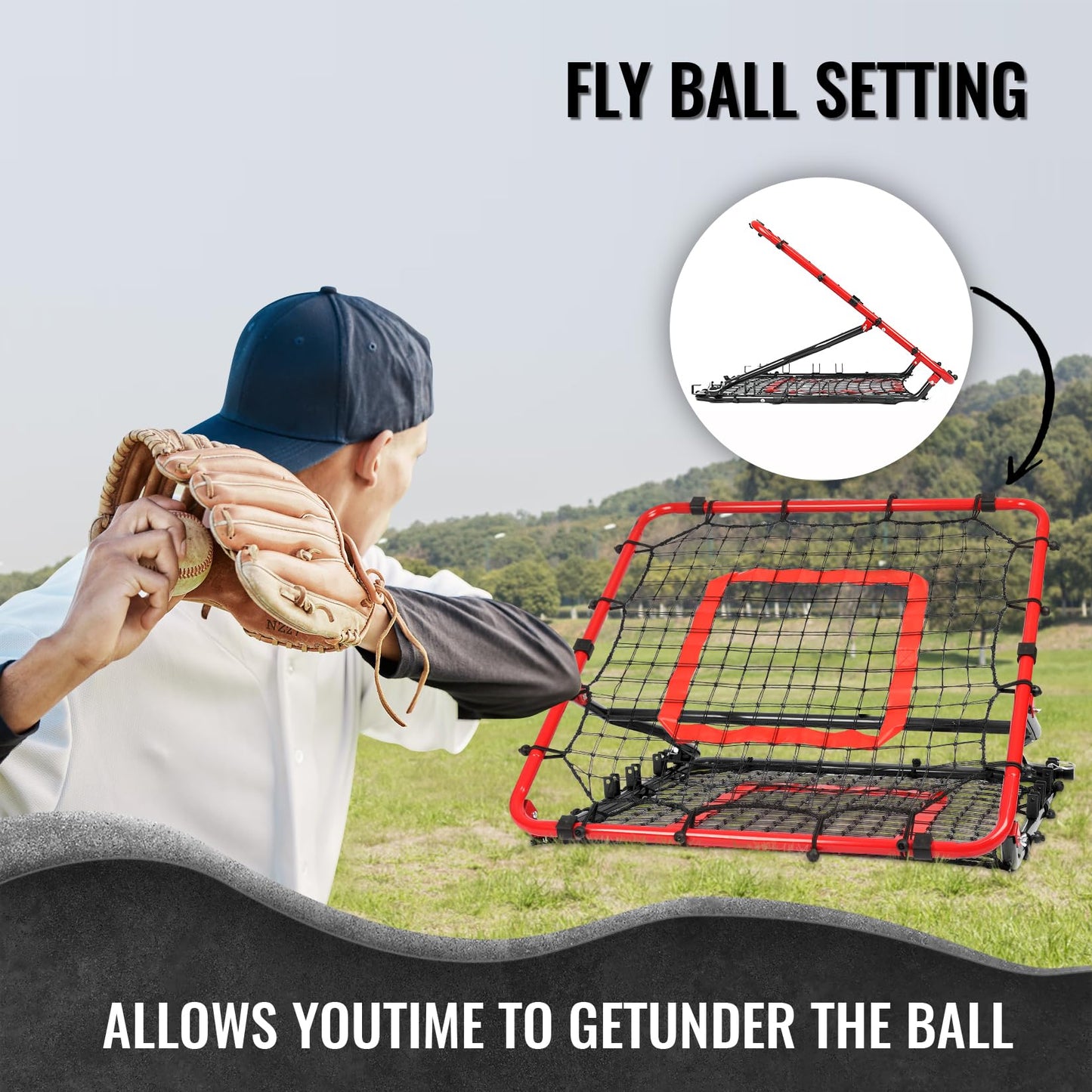 Storgem Baseball Softball Rebounder Net, Pitch Back Rebound Net,Soccer Rebound Net, Fielding Rebounder(Red-Black)