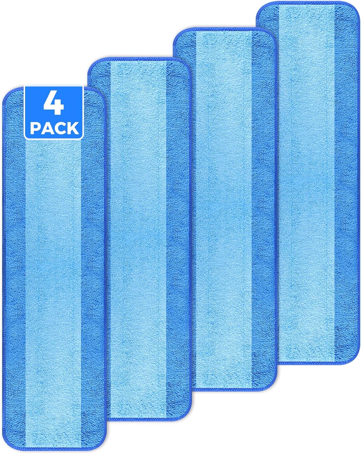 Wlich 4-Pack Microfiber Mop Pads - 18-Inch Washable & Reusable Cleaning Pads for Hardwood & Tile Floors