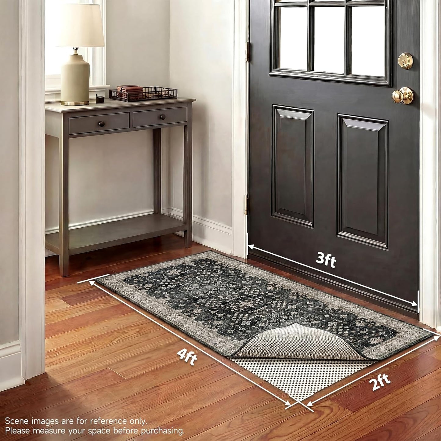 Veken Rug Gripper Pad - Non-Slip 2x4 Ft Area Rug Pad for Hardwood & Tile Floors | Anti-Skid Mat