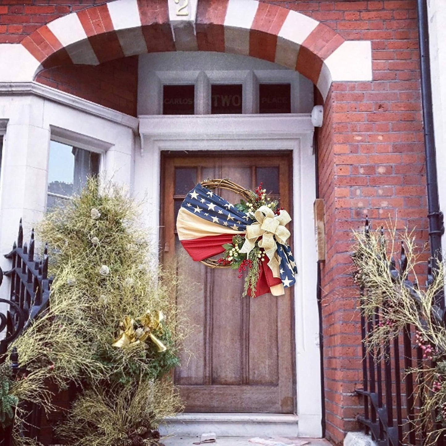 250th Anniversary Patriotic Wreath - 3D Eagle Design for Front Door | All-Weather Red, White, and Blue Decoration